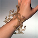 Anemone Bracelet Gold Crochet Jewelry by Ema Tanigaki